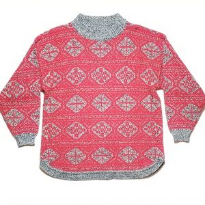 Vtg 90s Erika Mock Neck Holiday Knit Sweater